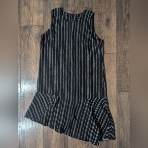 Who What Wear Black & White Vertical Striped Asymetrical Sheath Dress Size Large